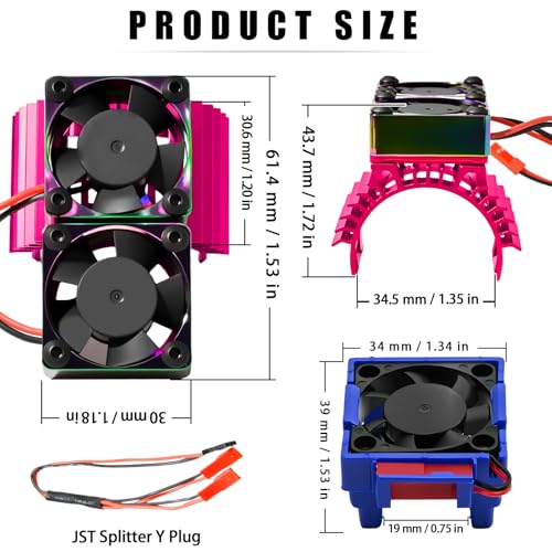 VXL-3s ESC Cooling Fan and Motor Cooling Fan 28000 RPM Dual Fan Set for 1/10 Traxxas Slash 4x4 Stampede 4x4 Rustler 4x4 VXL Hoss 4×4 Velineon VXL 3s Heat Sink Replace #3340, Purple & Blue - style: SRQ-Purple Blue