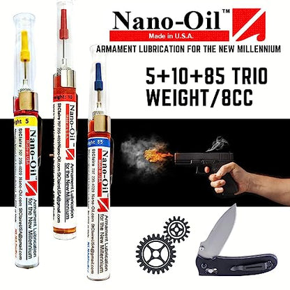 Nano-Oil Trio - All 3 Grades Kit: 5 CLP + 10 + 85 Weight - NanoLube Anti Friction Concentrate NLNA-5-10-85-8cc - style: Nano Trio 5w+10w+85w