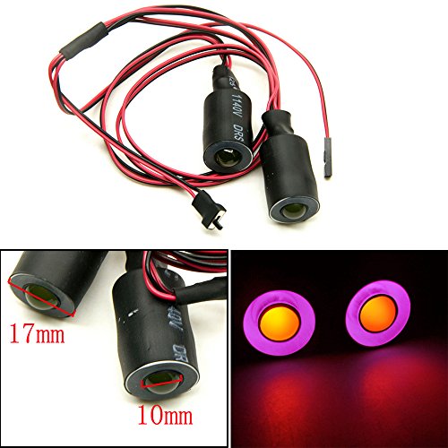 QUE-T 17mm 2 LEDs Angel Eyes & Demon Eyes LED Headlight/Back Light for 1:10 RC Model Crawler Cars, (Purple + Yellow, 17MM) - color: Purple + Yellow, size: 17MM