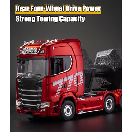 770S 1/18 RC Semi Trailer, 6x4 Heavy Duty Tractor Truck with Rear Wheel Drive, Adult Collectible Model (1501) - color: Red