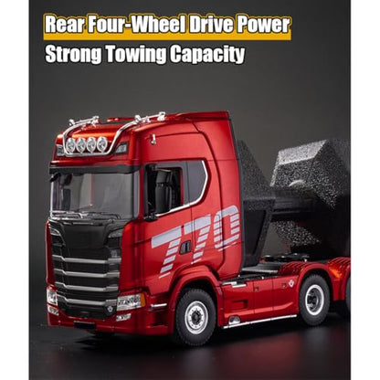 770S 1/18 RC Semi Trailer, 6x4 Heavy Duty Tractor Truck with Rear Wheel Drive, Adult Collectible Model (1501) - color: Red
