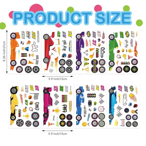 Car Stickers for Kids, DIY Race Car Sticker, Make Your Own Stickers | 24 Sheets, DIY Art Crafts Supplies, Race Party Favors, Birthday Party Decorations - style: Race Car