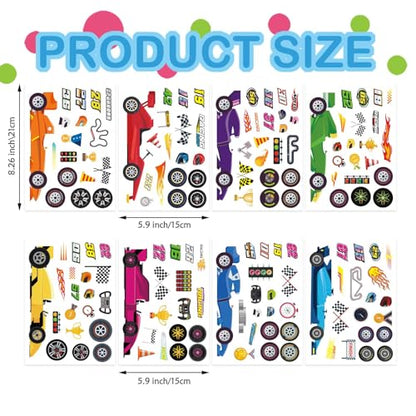 Car Stickers for Kids, DIY Race Car Sticker, Make Your Own Stickers | 24 Sheets, DIY Art Crafts Supplies, Race Party Favors, Birthday Party Decorations - style: Race Car