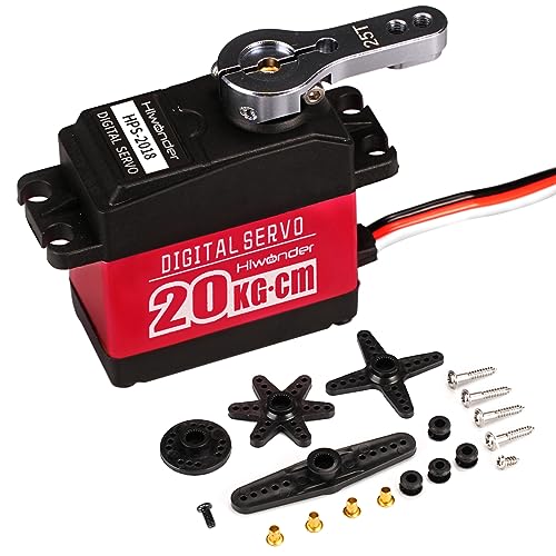 Hiwonder 20KG High Torque Digital Servo Motor Full Metal Gear, Metal Case Waterproof for RC Mode DIY,Control Angle 180° - size: 20KG/180°