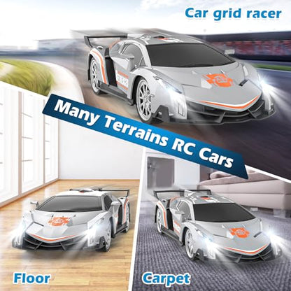 Growsland Remote Control Car RC Cars Xmas Gifts Toys for Kids 1/18 Electric Sport Racing Hobby Rc Crawler Toy Car Model Vehicle for Boys Girls Included Rechargable Batteries - color: Silver