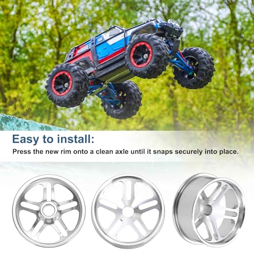 MECCANIXITY 4Pcs RC Car Wheel Rims, 23.5mm Dia 5-Spoke Silver Aluminum Alloy Wheel Rims Hex Hub for HSP RC Drift Racing Touring Car - color: Silver, size: 23.5mm Dia