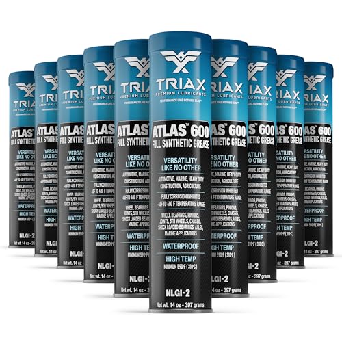 TRIAX Atlas 600 - Full Synthetic Grease - Ultra Duty - All 5th Wheel, Bearings, Joints, Pivots, Bolts - Super Adhesive - Marine - Wide Temp Range -40 F to 450 F - 14 oz Tube (Pack of 10) - size: 10 Tube Pack