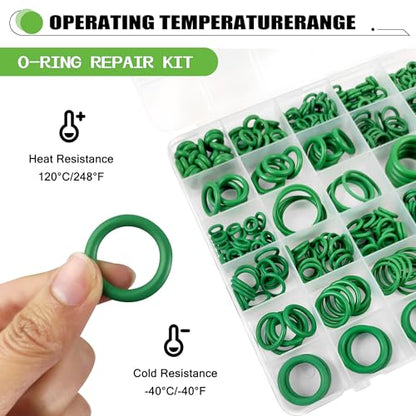 595Pcs AC O-Ring O Rings Assortment Kit 36 Metric & SAE Sizes Green NBR Rubber Seals for Automotive HVAC Plumbing Water Fittings - style: 36 Size/595 Pcs
