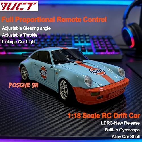 YUCT LDRC LD1898 1/18 RWD RC Porsche Drift Car with Gyro（Blue | RC Drift Car with Proportional Throttle Steering, Metal Drive Shaft & Alloy Shell Adults - color: Ld1898-blue