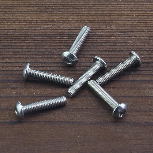 HELIFOUNER 100 Pieces M3 x 14mm, Thread Pitch 0.5mm, 304 Stainless Steel (18-8) Button Head Socket Cap Screws, Fully Threaded - size: M3 x 14mm