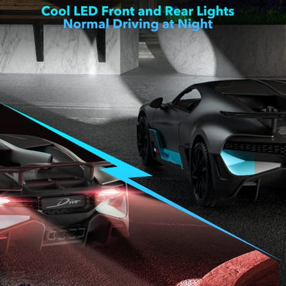 MIEBELY Remote Control Car, Bugatti Divo 1/16 Scale Rc Cars 12Km/h, 2.4Ghz Licensed Model Car 7.4V 500mAh Toy Car Headlight for Adults Boys Girls Age 6-12 Years Birthday Ideas Gift | Official licensed;anti-interference control;LED lights & 500mAh lithium;