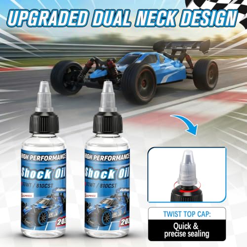 2 Bottles Racing Silicone Shock Oil 60WT 810CST | RC Car Shock Oil for Lubricating R/C Radio Controlled Cars and All Types of Vehicles, RC Shock Oil, Does Not Evaporate