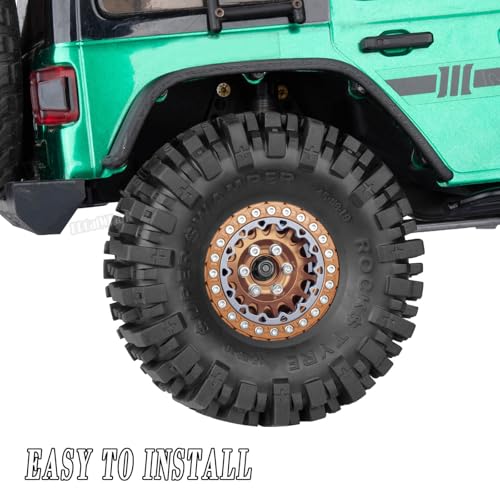 RC 1.9 Beadlock Wheels and Tires for 1/10 TRX4 TRX6 SCX10 SCX10 II 90046 SCX10 III AXI03007 SCX10 Pro Gen7/8 D90 VS4-10 MST CFX RC Crawler Car,4PCS Beadlock Rims 1.9 Wheel Tires,Brown - color: Brown - (1.9 Beadlock Wheels)