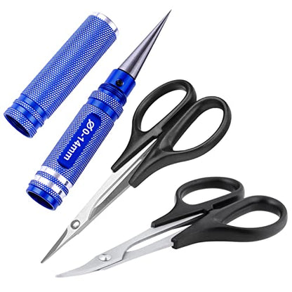 RC Car Body Reamer and Body Scissors Curved & Straight RC Car Body Shell Mounts Trimming Tools Set Body Mounting Lexan Plastic, 3pcs Combo Set (Blue) - color: Blue
