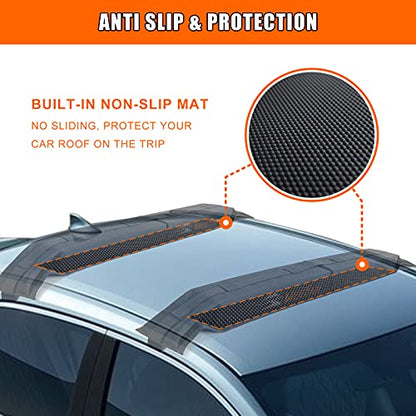 Kayak Car Roof Rack Pad for Kayak Surfboard SUP Canoe Soft Roof Rack Pads | Universal soft roof rack for kayak surfboard Include 4 Tie Down Straps,4 Tie Down Rope,4 Quick Loop Strap,Storage Bag - size: 32.5 Inch