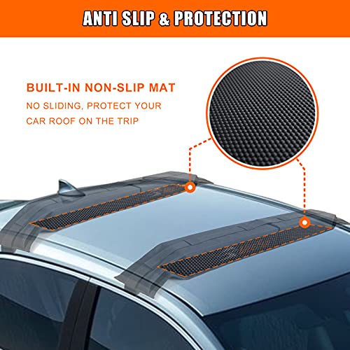 Kayak Car Roof Rack Pad for Kayak Surfboard SUP Canoe Soft Roof Rack Pads | Universal soft roof rack for kayak surfboard Include 2 Tie Down Straps,2 Tie Down Rope,2 Quick Loop Strap,Storage Bag - size: 32 Inch