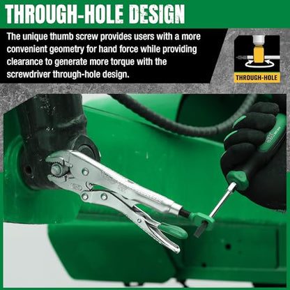 SK 7" Curved Jaw Locking Pliers, Vice Grips, Premium CR-V Steel | Vise Grip Pliers, Nickel-Plated Finish, Ergonomic Anti-slip Handle, Ideal for Welding or Assembly - size: 7"