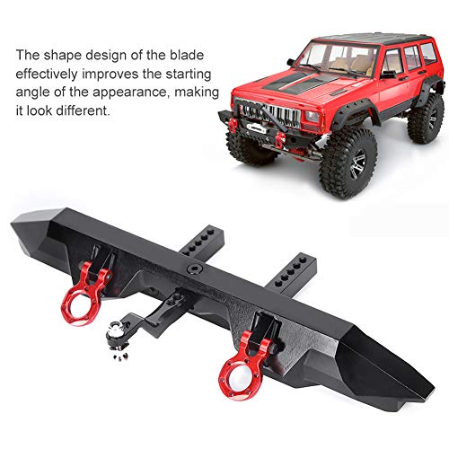 Aluminium Alloy Tail Rear Bumper with Towing Hooks for 1/10 RC Car, CNC Accurate Machined, and, Black