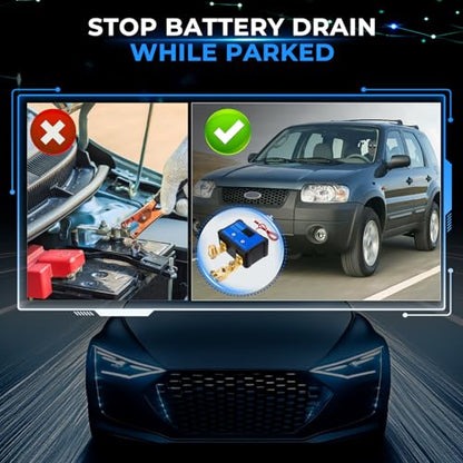 Phone App 12V 24V 36V Battery Disconnect Switch Car Kill Switch Remote | Remote auto shut-off side post 75 battery protector to prevent drain and improve security for cars trucks and SUVs