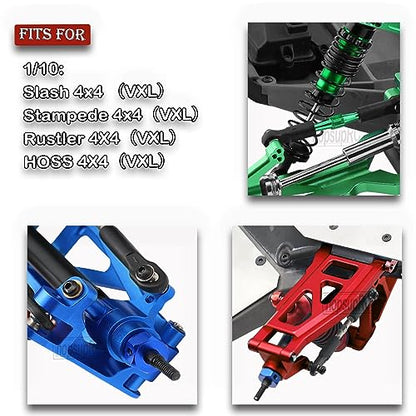 Upgrades for 1/10 Rustler/Slash/Stampede 4x4,RC Shocks&Steel Drive Shaft CVD&Adjustable Turnbuckles Camber Links&A Arm&Caster Block,Steering Blocks,Stub Axle Carriers,Wheel Hex&Hex Hub,Green