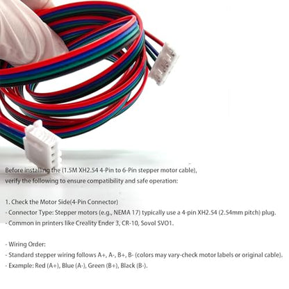 3Pcs 1.5M Stepper Motor Cables XH2.54 4Pin to 6Pin Terminal Motor Wires, Ender 3 Stepper Motor Cable, 4 Pin to 6 Pin 3D Printer Stepper Motor Cables for Nema 17 Stepper Motor, - style: 3Pcs Stepper Motor Cable 1.5M