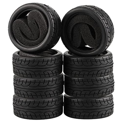 8pcs 1/10 on Road Soft Tires Tyres Fit for RC 1:10 Touring On Road Car Wheels Rim Black - style: 8PCS