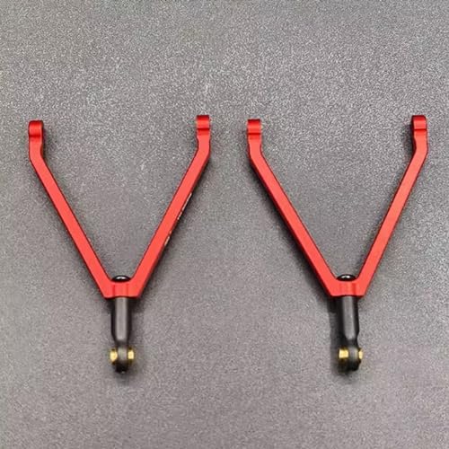 Front Upper Control Arm Bar Rod Links Assembly Replacement Metal Upper Connecting Rods Compatible for FMS FCX18 LC80 1/10 RC Crawler Car Upgrades Parts (RED) - color: Red