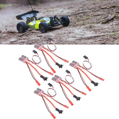 5Pcs 30A Brushed ESC with Brake, Dual Way Micro Speed Controller UBEC 5.7V 1A Forward Reverse 40A Peak ESC for 1/16 1/18 1/24 RC Car Boat Tank