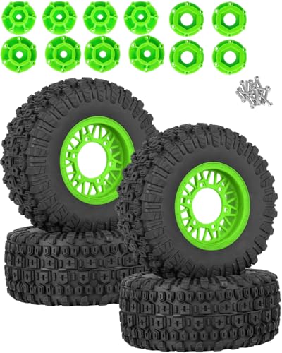 RC Wheels and Tires Truck Tires Short Course Tires for 1/10 Scale Car Arrm a Senton,Slash 2WD 4×4,Axia1,Rc 4wd,Red cat,Plastic Wheels Rubber Tires,4pcs,Green - color: Green(4pcs)