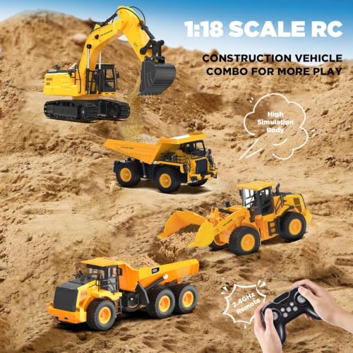 9-Channel RC Dump Truck Toy | 1:18 Scale Construction Vehicle with Working Bed, Lights & Sounds, All-Terrain Tires, 100-Min Rechargeable Battery, 2026 New STEM Birthday Gift for Kids 6-12 & Adults - style: Dump Truck[2026 Upgrade]
