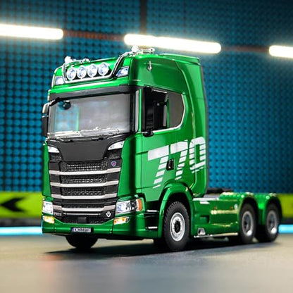1/18 Scale 770S Heavy Duty RC Semi Truck, RC Tractor Truck with Rear Wheel Drive, Collectible Model with High Speed Performance - color: Green Truck