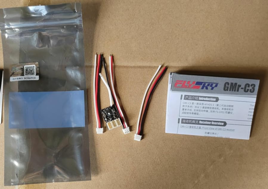 Flysky GMr-C3 Receiver, 2.4GHz ISM 3CH AFHDS 3 Receiver PWM Output Single Antenna Compatible Noble NB4+ Noble NB4 Pro+ RC Transmitters for RC Cars
