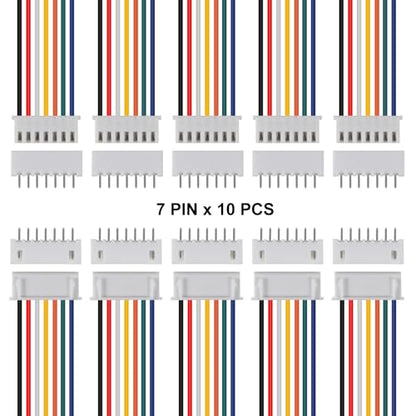 10Pairs JST-XH Connector Kit, XH 2.54mm 7 Pin Header Male and Female Connectors Plug Adapter with Flat Wire Cable 200mm 26AWG Compatible with JST XH (7P) - color: 7P