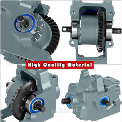 Aluminium Transmission Gearbox Upgrades Part for 1/10 Slash/Rustler/Stampede/Jato VXL 4X4 4WD,XO-1,RC Front Rear Gearbox & 37T Differential Gear,Replace #6880#6881,Titanium - color: Titanium - (Upgrades)