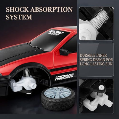Remote Control Car RC Drift Car 2.4GHz 1:24 Scale 4WD 15KM/H High Speed Model Vehicle with LED Lights Drifting Tire Racing Sport Toy Car for Adults Boys Girls Kids Gift - color: A-red