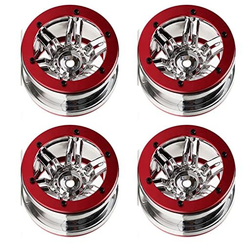 4PCS Plastic Plating 2.2 Inch Beadlock Wheel Rim Wheel Parts for 1/10 RC Rock Crawler Car Truck for Axial TRX4 Wraith SCX10 CC01 D90 90046 TF2(Red) - color: Red