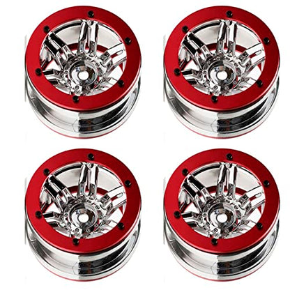 4PCS Plastic Plating 2.2 Inch Beadlock Wheel Rim Wheel Parts for 1/10 RC Rock Crawler Car Truck for Axial TRX4 Wraith SCX10 CC01 D90 90046 TF2(Red) - color: Red