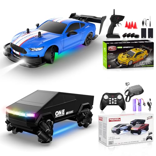 RC Drift Car 1/20 Scale 2.4GHz 4WD Remote Control Cars with Led Lights 22KM/H High Speed &1/28 Scale Gesture Sensing RC Stunt Cars Toys for 6-12 Years Old Boys Girls