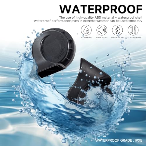 FARBIN Train Horn for Truck Car Horns Waterproof Auto Horn Electric Horn | 4Pcs, black classic design, waterproof, 12V 130dB loud, universal for any 12V vehicles - style: Two pairs of horn