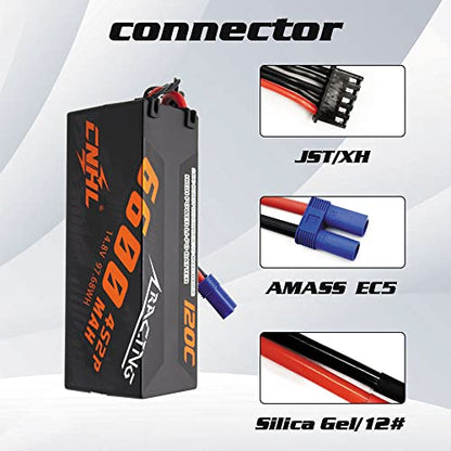 CNHL 6600mAh 4S Lipo Battery 14.8V 120C with EC5 Plug Hard Case(2 Packs) | Eliminates voltage sag for clean throttle response and extended runtime in 1/8 RC truggies, buggies, and trucks.