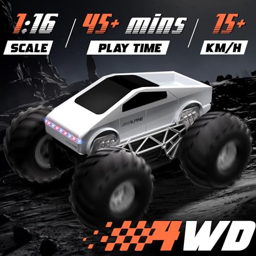 Remote Control Car, 1:16 RC Cars Scale All Terrain Electric Vehicle, LED Lights Toys Monster Trucks PCS, Brithday Gift for Boys Girls & Adults