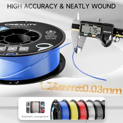 Official Creality PETG 3D Printer Filament 1.75mm 1KG (2.2lbs), Digital Blue | High Precision Strong Toughness, Odorless Better Flow Moistureproof 3D Printing Ender Filament - color: Petg-1kg Digital Blue, size: 1.75 mm