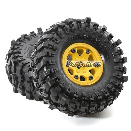 1.9 Rock Crawler Mud Tires And Plastic Wheels Rims OD 118mm 1/10 RC Rubber Grappler hubs Tyres With Foam For 1:10 Crawler Car Tamiya CC01 Traxxas TRX4 Axial SCX10 II RC4WD Gen8 4PCS (Yellow) - color: Yellow