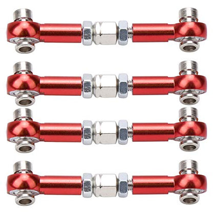 4Pcs Aluminum Alloy Steering Linkage Rods Upgrade Red, Compatible with HSP 94122 94123/10 RC Cars, Metal Arms Replacement Parts for Improved and Control - color: Red