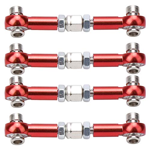 4Pcs Aluminum Alloy Steering Linkage Rods Upgrade Red, Compatible with HSP 94122 94123/10 RC Cars, Metal Arms Replacement Parts for Improved and Control - color: Red