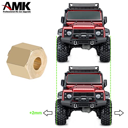 4Pcs 6mm(+2mm) TRX4M Brass Weight 1.0 Beadlock Wheels Hex Hubs Heavy Duty Extended Adaptor for 1/18 RC Crawler Car TRX4-M Upgrades