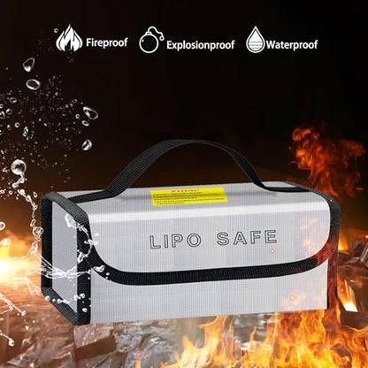 Lipo Battery Safe Bag Large Capatity Fireproof Bag for Ebike Lipo Battery Other Batteries Storage Charging Transport Home Office Travel Safe Storage Pouch - size: 230*80*100+185*75*60mm
