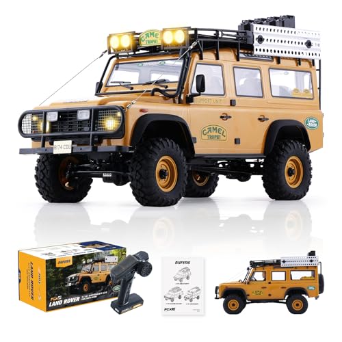 FMS FCX10 1/10 RC Crawler Land Rover Camel Trophy Edition, Official Licensed 4WD All Terrain Off-Road RC Truck for Adults, High-Detail Scale RC Car with Metal Gears, Upgraded Shocks (Defender) - style: Defender