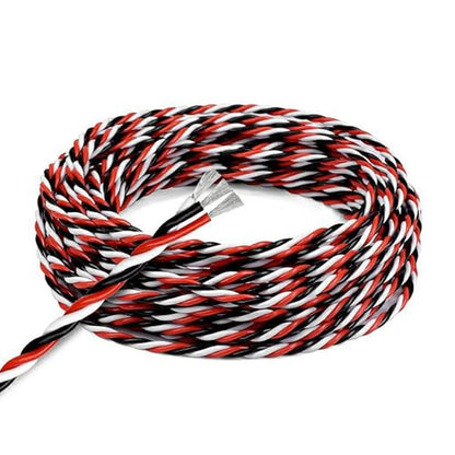 RC Servo Extension Wire 26AWG 22AWG Twisted Cable Tinned Copper Signal Line Silicone Insulated Flexible Lead for RC Plane Car Boat Model Electronics(Black-red-White(22AWG),100FT) - color: Black-red-white(22AWG), size: 100FT