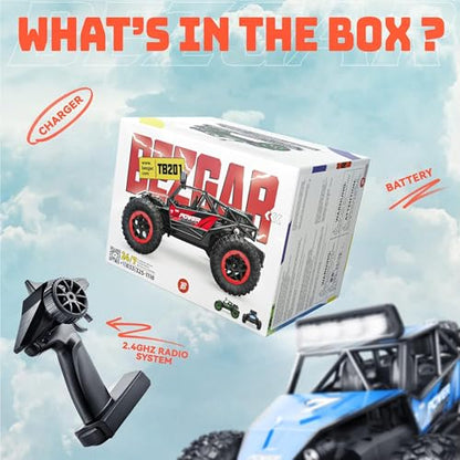 BEZGAR TB201 RC Cars-1:20 Scale Remote Control Car-2WD High Speed 20 Km/h Electric Toy Off Road Vehicle Monster Truck Crawler with LED Headlight and Rechargeable Battery for 8-12 Year Old Boys Girls - color: Tb201-blue